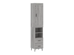 Aparador alto madera contrachapada gris Sonoma 34,5x34x180 cm ES14689