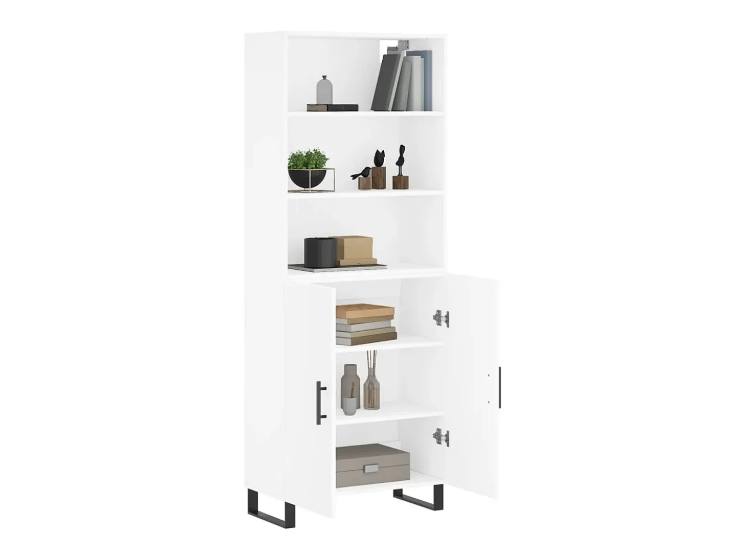 Aparador alto madera contrachapada blanco 69,5x34x180 cm
