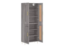 Aparador alto madera contrachapada gris sonoma 69,5x34x180 cm ES627273