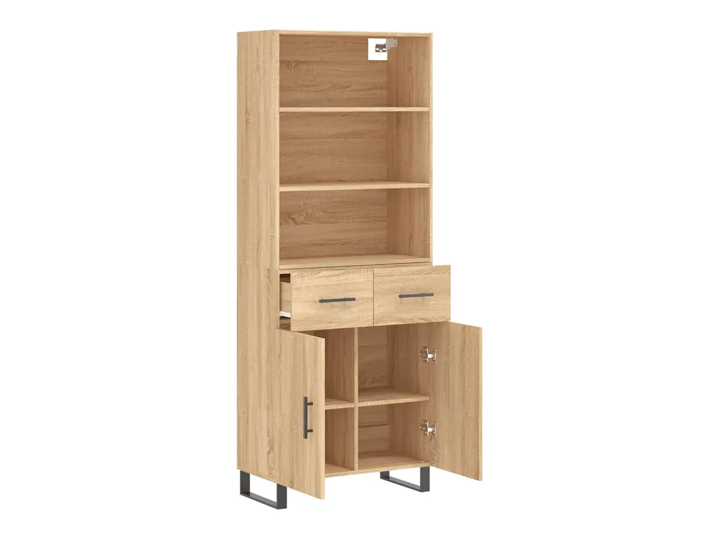 Aparador alto madera contrachapada color roble 69,5x34x180 cm