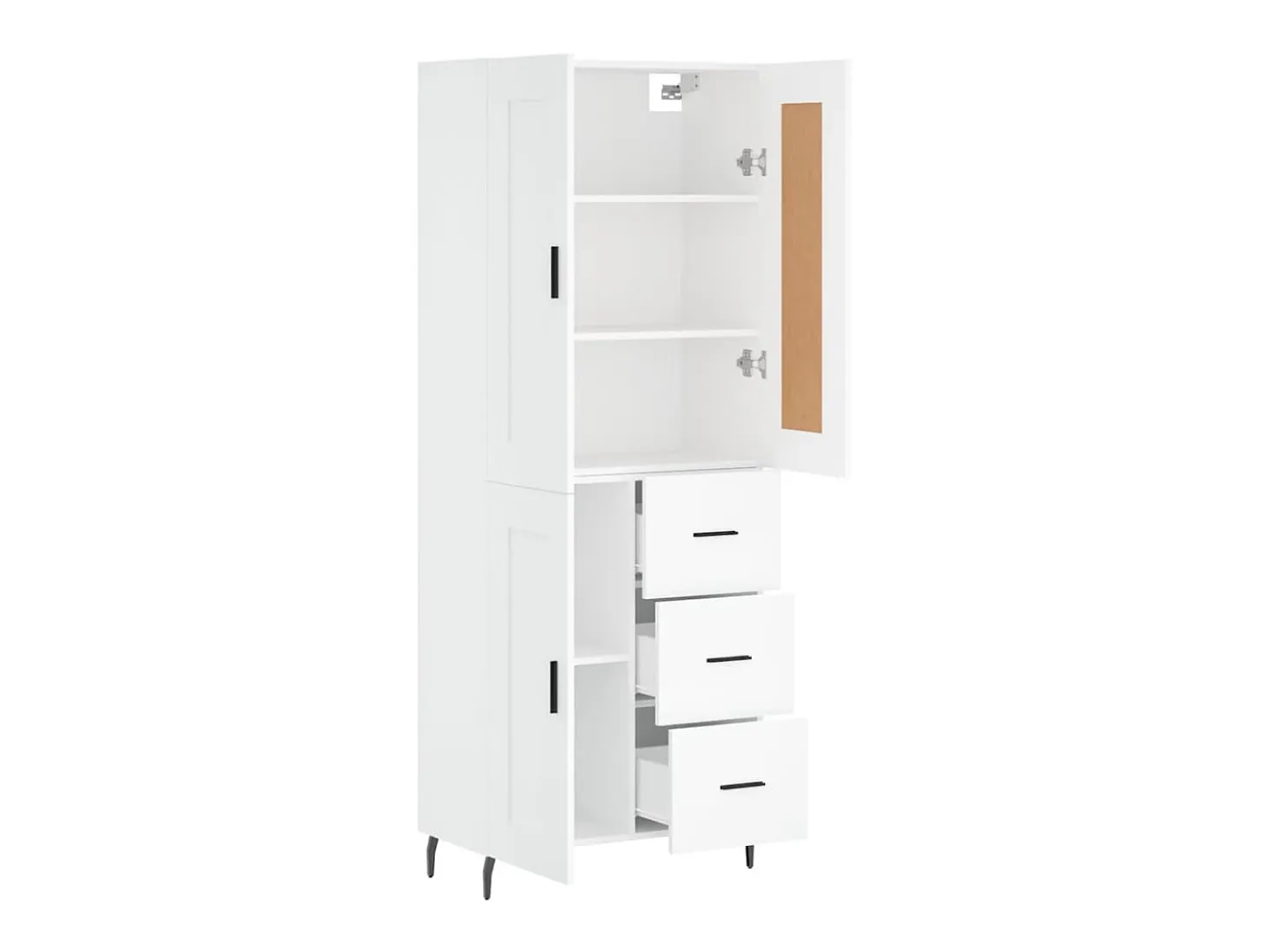 Aparador alto madera contrachapada blanco 69,5x34x180 cm ES25589