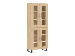 Aparador alto madera contrachapada color roble 69,5x34x180 cm