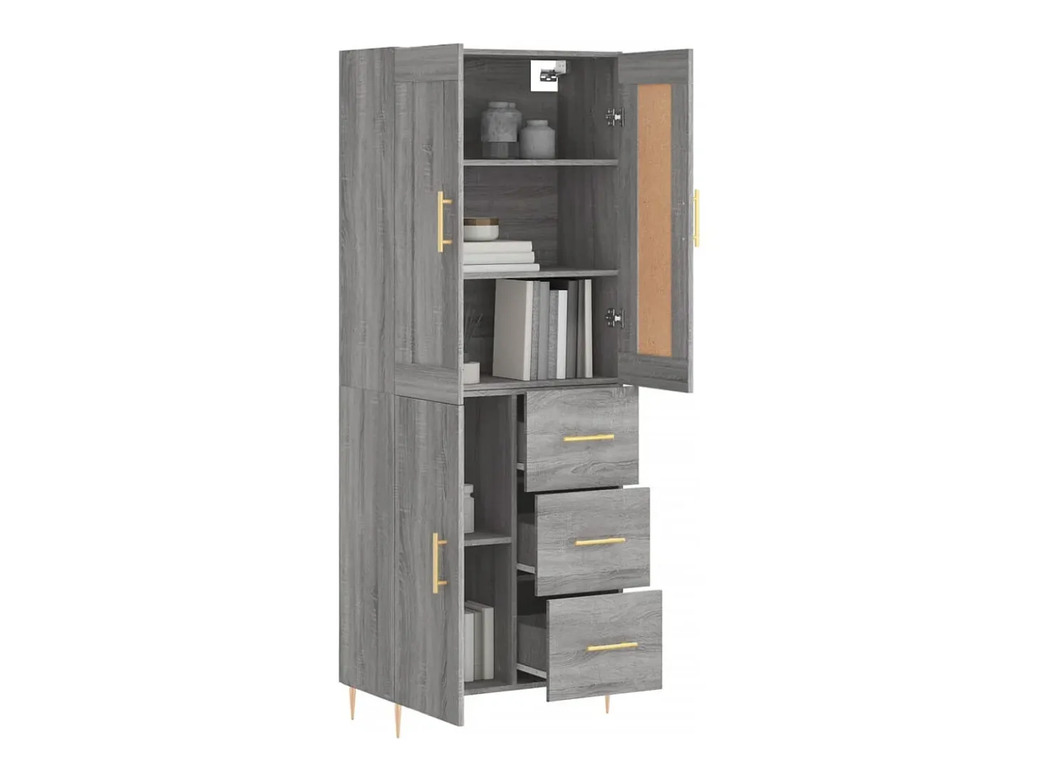 Aparador alto madera contrachapada gris sonoma 69,5x34x180 cm
