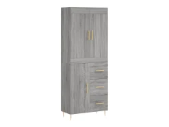 Aparador alto madera contrachapada gris sonoma 69,5x34x180 cm