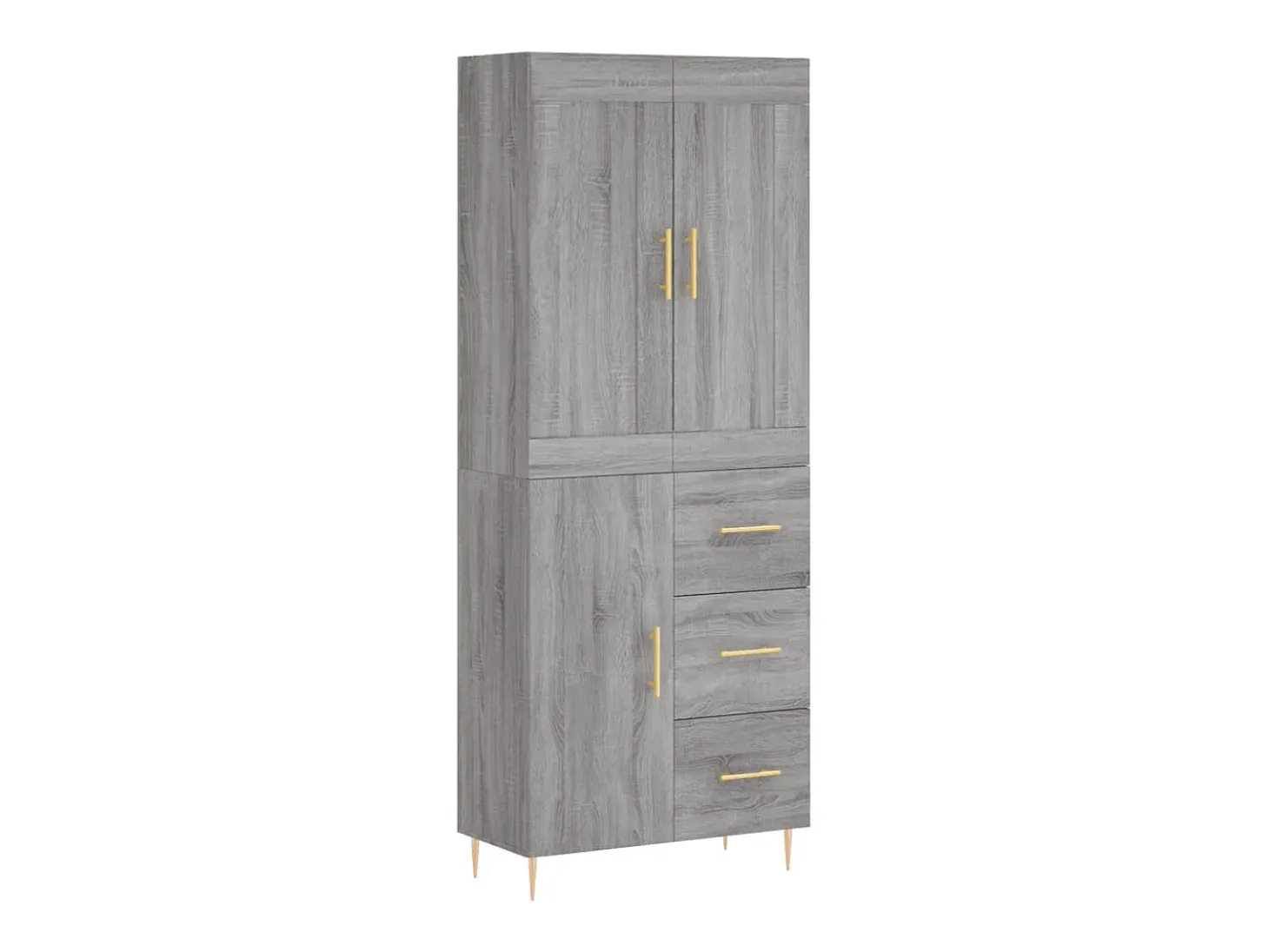 Aparador alto madera contrachapada gris sonoma 69,5x34x180 cm