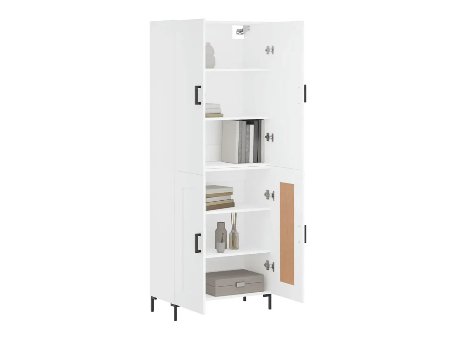 Aparador alto madera contrachapada blanco 69,5x34x180 cm ES48723