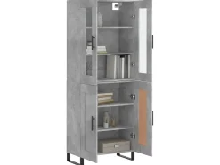 Aparador alto madera contrachapada gris hormigón 69,5x34x180 cm ES93763