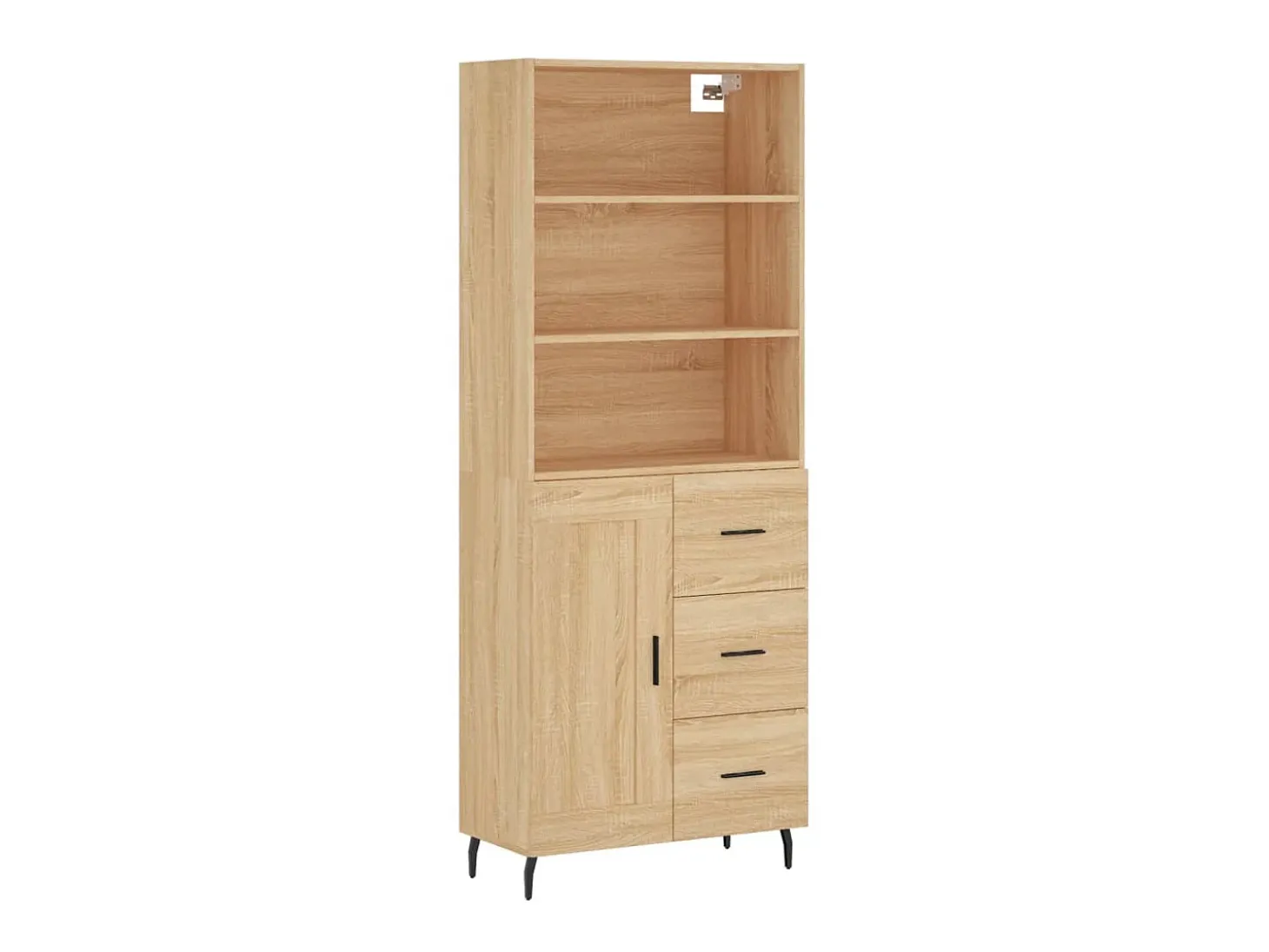 Aparador alto madera contrachapada color roble 69,5x34x180 cm ES43356