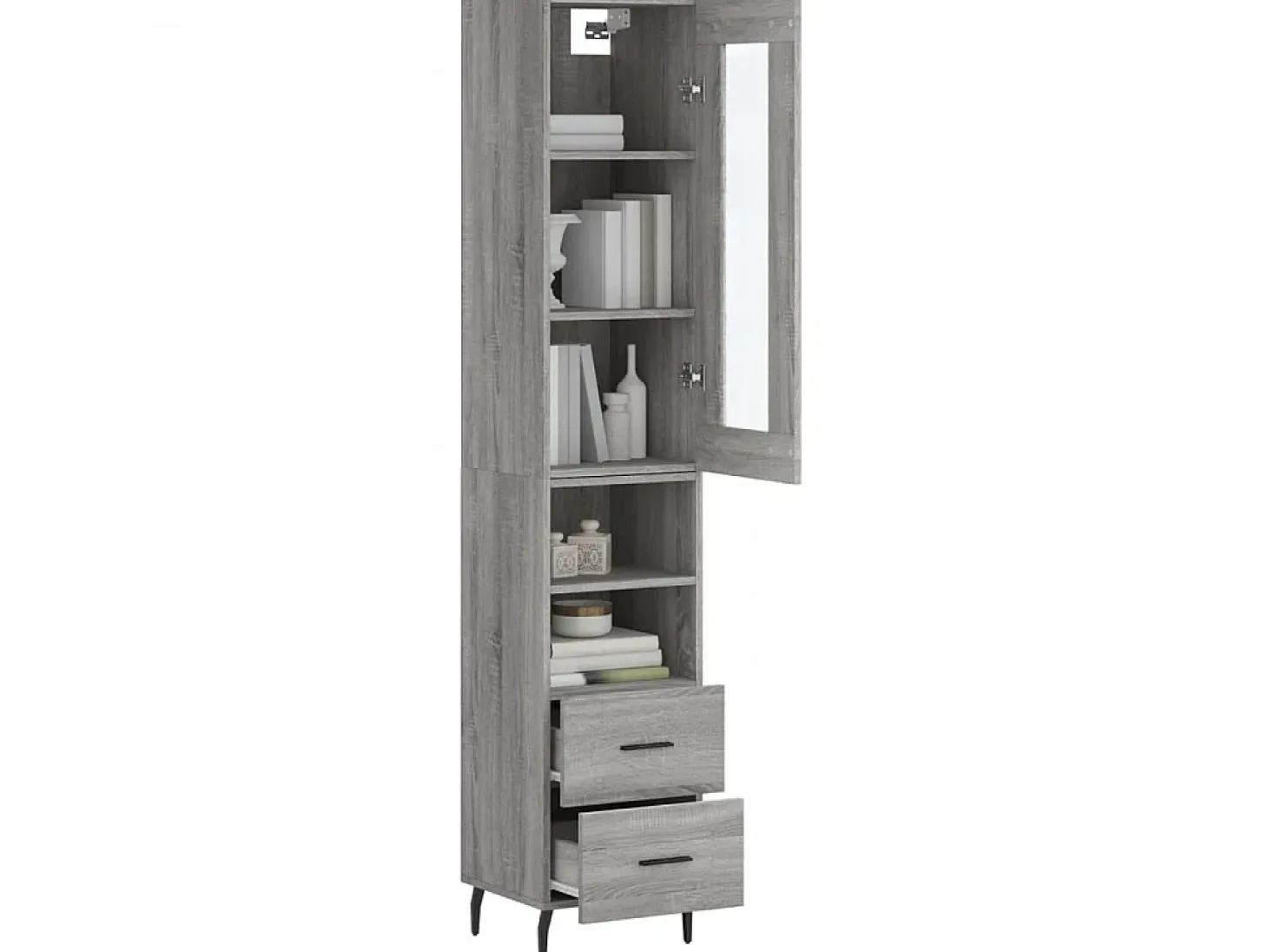 Aparador alto madera contrachapada gris Sonoma 34,5x34x180 cm ES38078