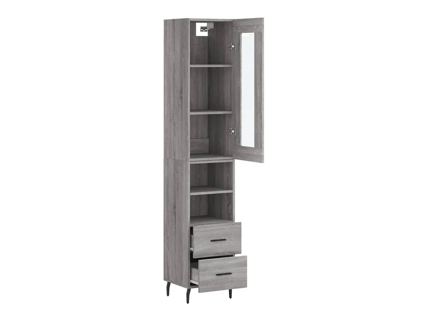 Aparador alto madera contrachapada gris Sonoma 34,5x34x180 cm ES38078