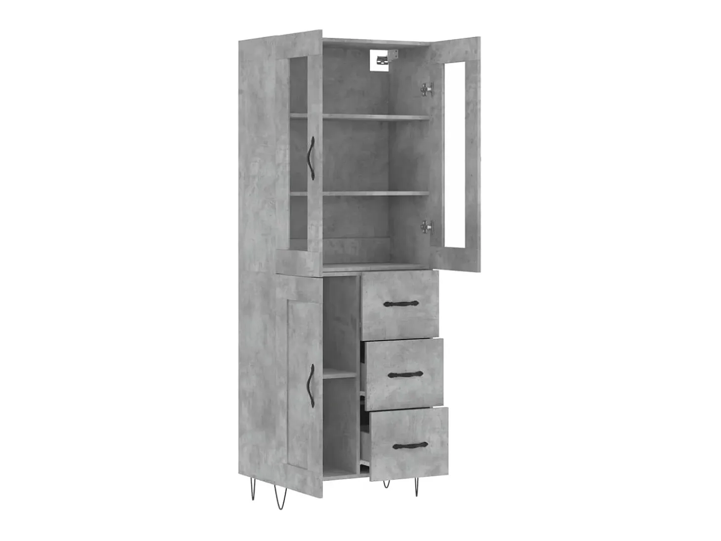 Aparador alto madera contrachapada gris hormigón 69,5x34x180 cm ES54109