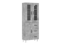 Aparador alto madera contrachapada gris hormigón 69,5x34x180 cm ES54109