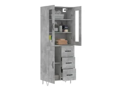 Aparador alto madera contrachapada gris hormigón 69,5x34x180 cm ES54109