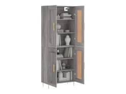 Aparador alto madera contrachapada gris sonoma 69,5x34x180 cm