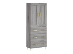 Aparador alto madera contrachapada gris sonoma 69,5x34x180 cm