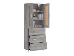 Aparador alto madera contrachapada gris sonoma 69,5x34x180 cm