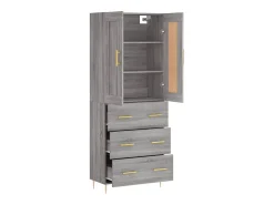 Aparador alto madera contrachapada gris sonoma 69,5x34x180 cm