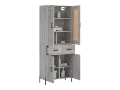 Aparador alto madera contrachapada gris sonoma 69,5x34x180 cm