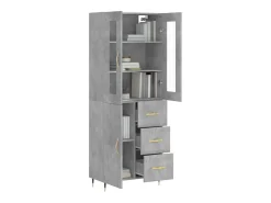Aparador alto madera contrachapada gris hormigón 69,5x34x180 cm ES78189