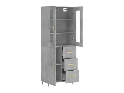 Aparador alto madera contrachapada gris hormigón 69,5x34x180 cm ES78189