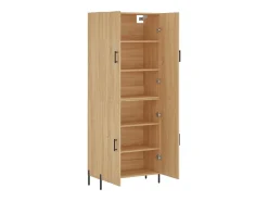 Aparador alto madera contrachapada color roble 69,5x34x180 cm