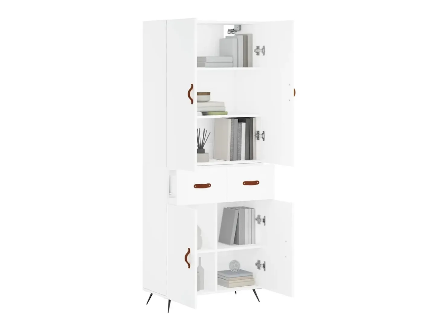 Aparador alto madera contrachapada blanco 69,5x34x180 cm ES79435