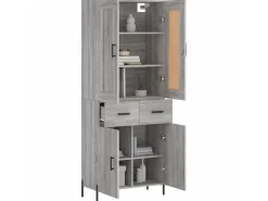 Aparador alto madera contrachapada gris sonoma 69,5x34x180 cm ES89989
