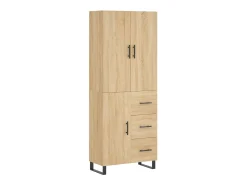 Aparador alto madera contrachapada color roble 69,5x34x180 cm