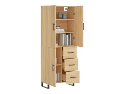 Aparador alto madera contrachapada color roble 69,5x34x180 cm