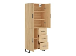 Aparador alto madera contrachapada color roble 69,5x34x180 cm