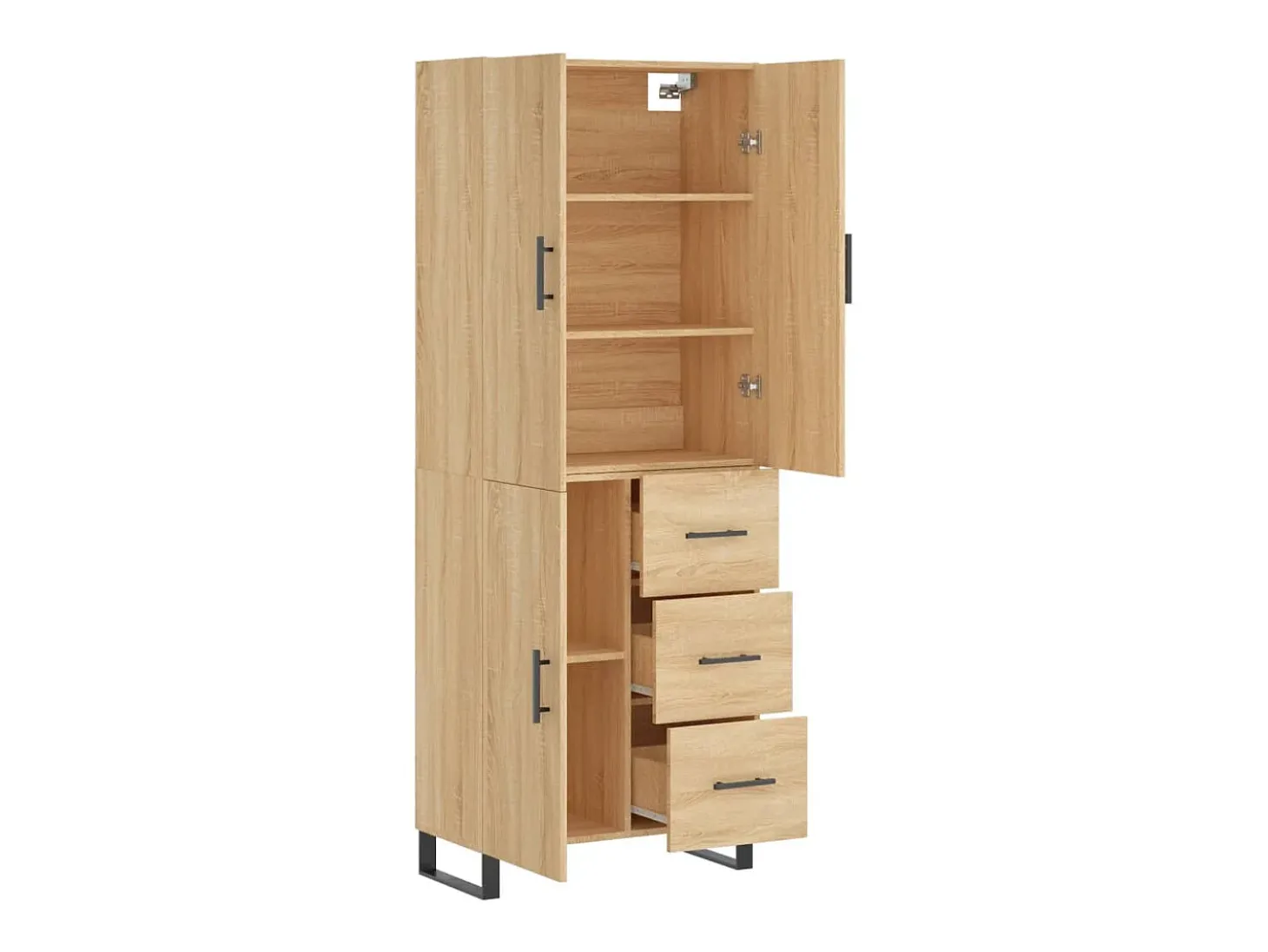 Aparador alto madera contrachapada color roble 69,5x34x180 cm