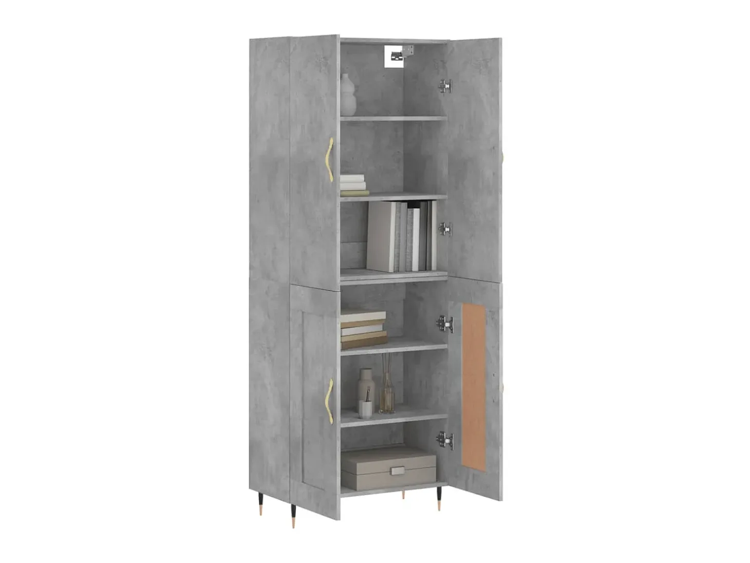 Aparador alto madera contrachapada gris hormigón 69,5x34x180 cm ES54906