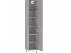 Aparador alto madera contrachapada gris Sonoma 34,5x34x180 cm ES23845