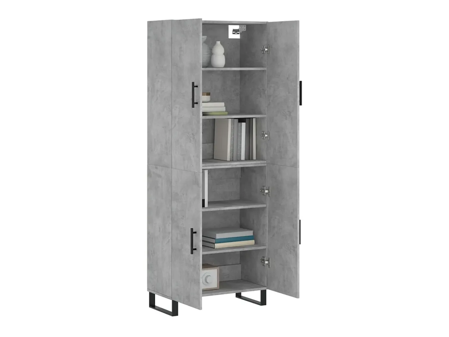 Aparador alto madera contrachapada gris hormigón 69,5x34x180 cm ES41116