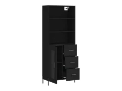 Aparador alto madera contrachapada negro 69,5x34x180 cm ES537977