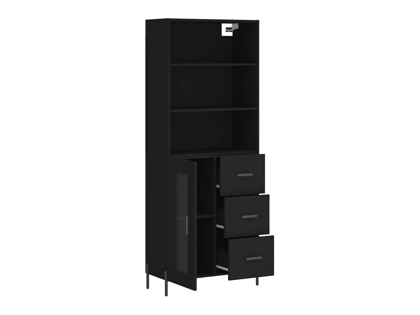 Aparador alto madera contrachapada negro 69,5x34x180 cm ES537977
