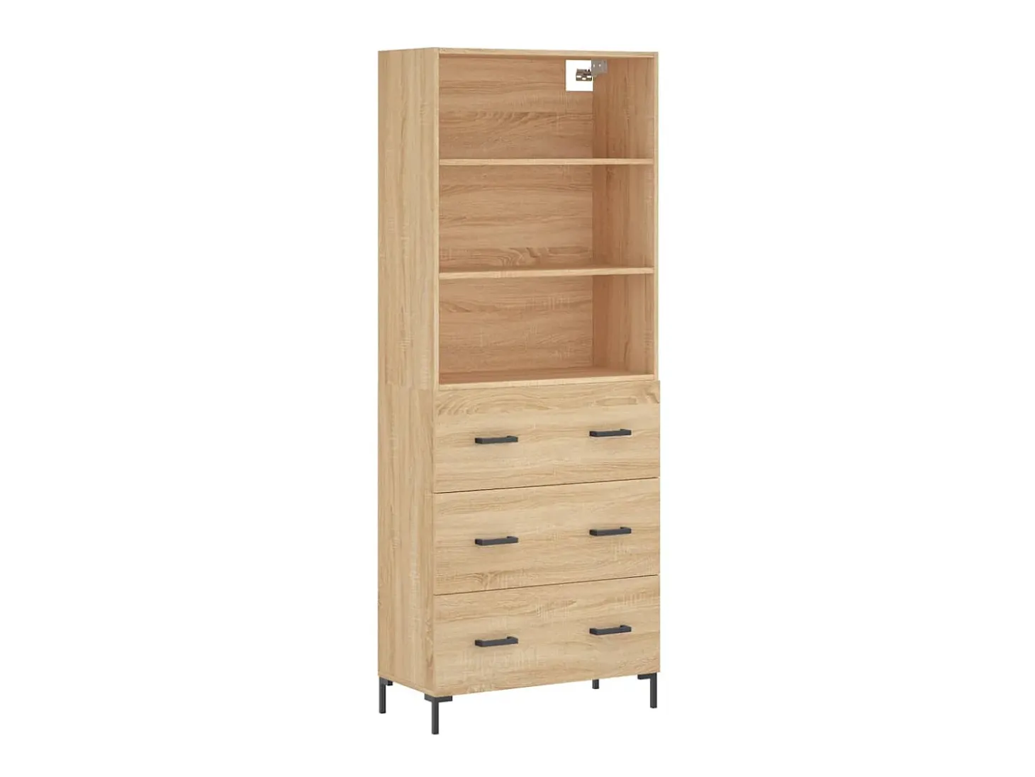 Aparador alto madera contrachapada color roble 69,5x34x180 cm ES96758
