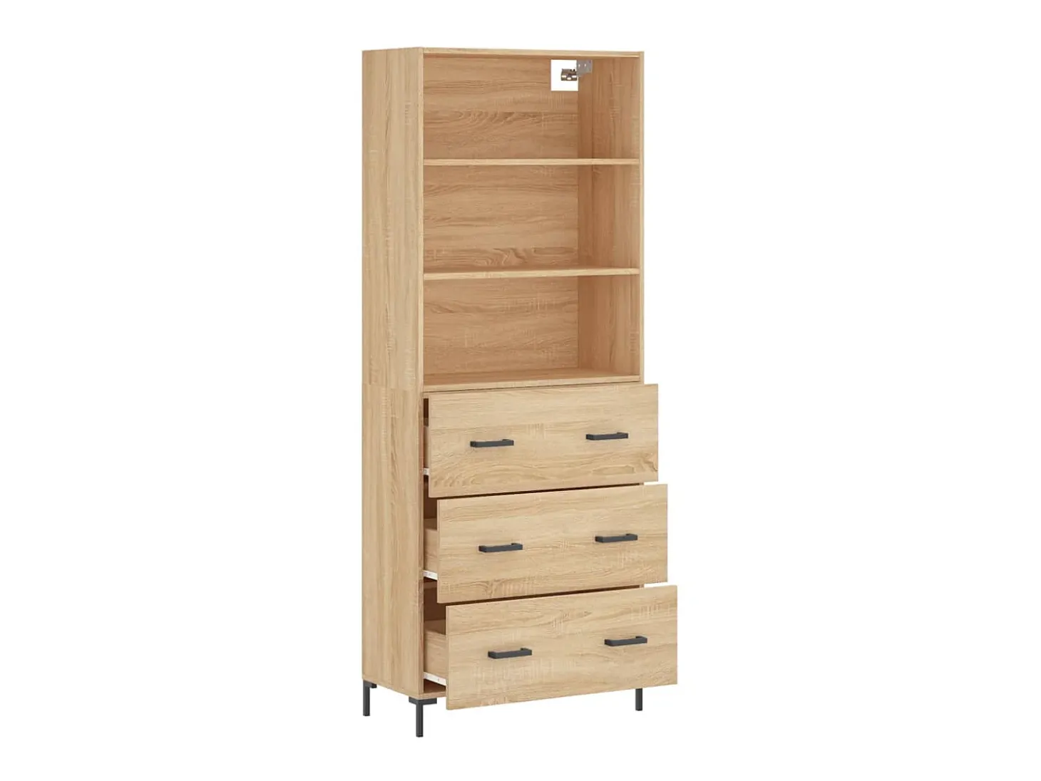 Aparador alto madera contrachapada color roble 69,5x34x180 cm ES96758