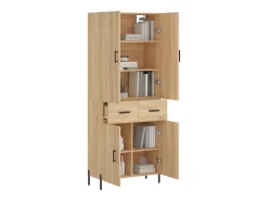Aparador alto madera contrachapada color roble 69,5x34x180 cm