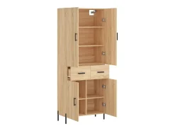 Aparador alto madera contrachapada color roble 69,5x34x180 cm