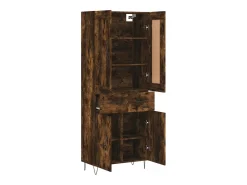 Aparador alto madera contrachapada roble ahumado 69,5x34x180 cm