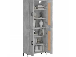 Aparador alto madera contrachapada gris hormigón 69,5x34x180 cm ES94558