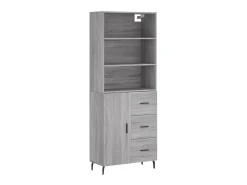 Aparador alto madera contrachapada gris sonoma 69,5x34x180 cm ES55587