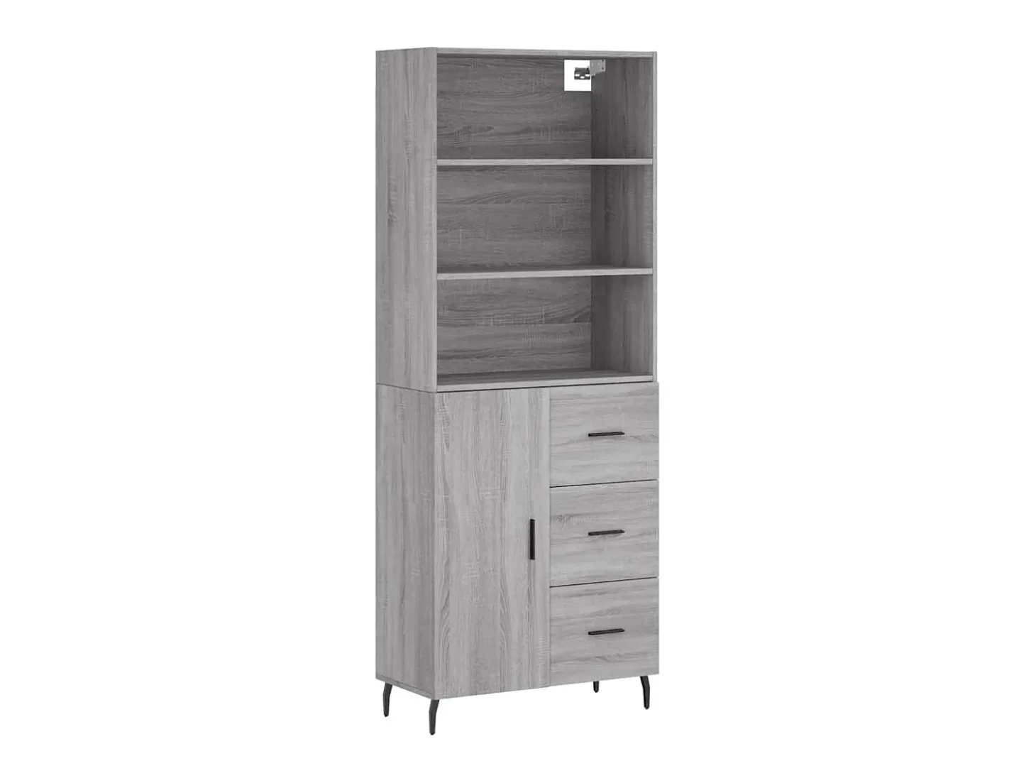 Aparador alto madera contrachapada gris sonoma 69,5x34x180 cm ES55587