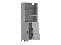 Aparador alto madera contrachapada gris sonoma 69,5x34x180 cm ES55587