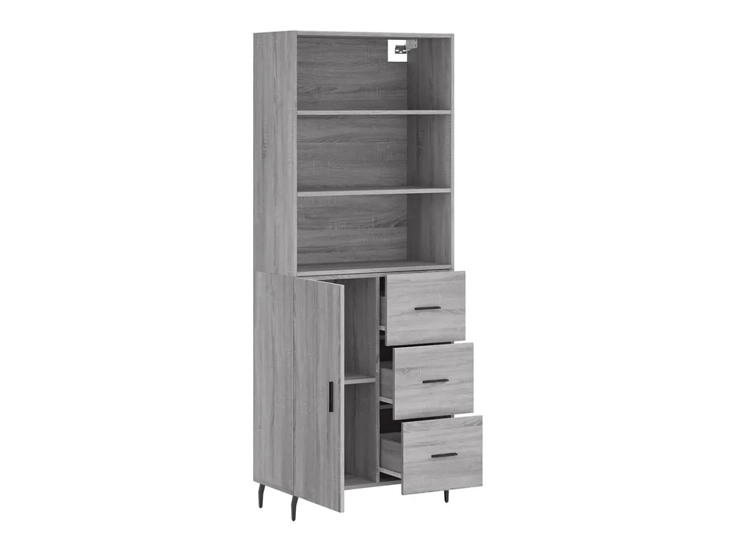 Aparador alto madera contrachapada gris sonoma 69,5x34x180 cm ES55587