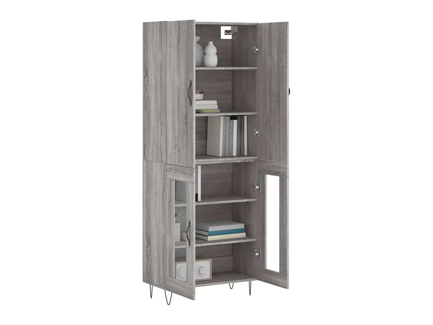 Aparador alto madera contrachapada gris sonoma 69,5x34x180 cm ES53041
