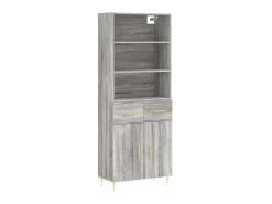 Aparador alto madera contrachapada gris sonoma 69,5x34x180 cm ES79049