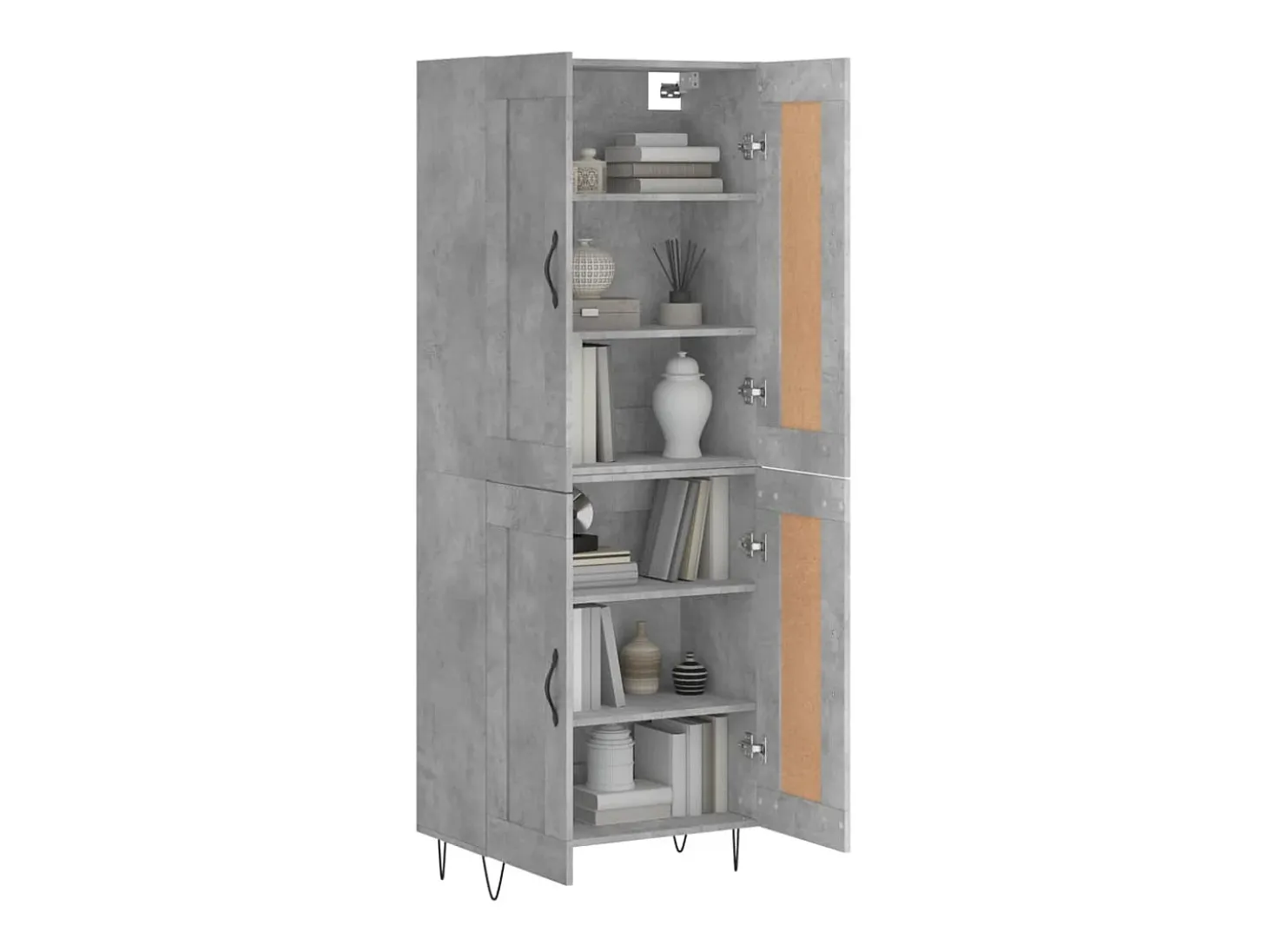 Aparador alto madera contrachapada gris hormigón 69,5x34x180 cm