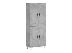Aparador alto madera contrachapada gris hormigón 69,5x34x180 cm